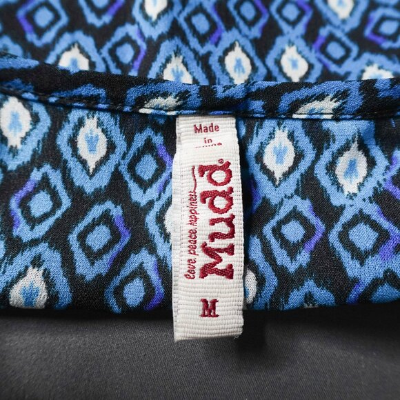 Womens Top Medium Blue Sheer Boxy Flowy Romantic Statement Artsy Indie - Picture 6 of 13